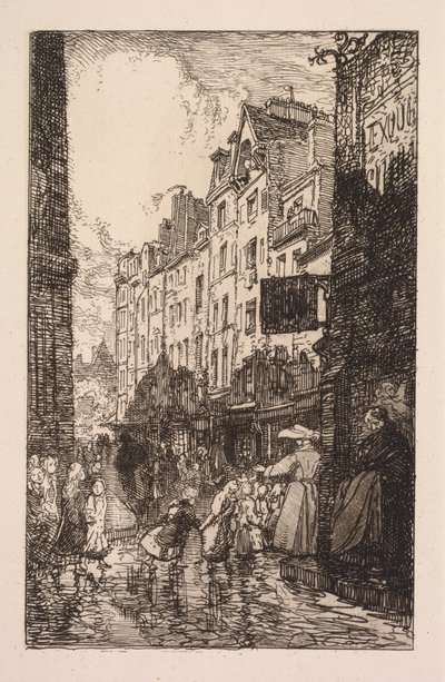 La Bièvre, Les Gobelins, Saint-Séverin: Das Quartier Saint-Séverin: Die Rue des Prêtres Saint-Séverin von Auguste Louis Lepère