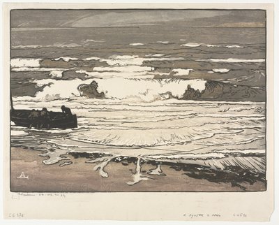 Die brechenden Wellen, Flut von September 1901 von Auguste Louis Lepère
