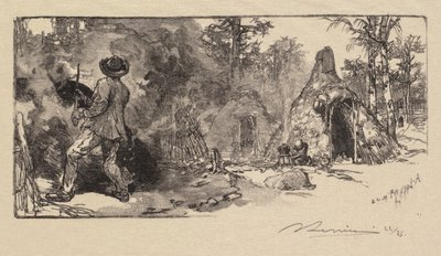 Wald von Fontainebleau: Kohlenmänner La Forêt de Fontainebleau: Les Charbonniers, 1890 von Auguste Louis Lepère