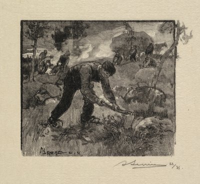 Fontainebleau Wald: Heidekraut Ziehen von Auguste Louis Lepère