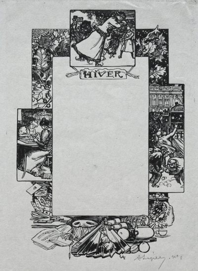 Pariser Almanach, 1897: Dekorativer Rand, Winter von Auguste Louis Lepère