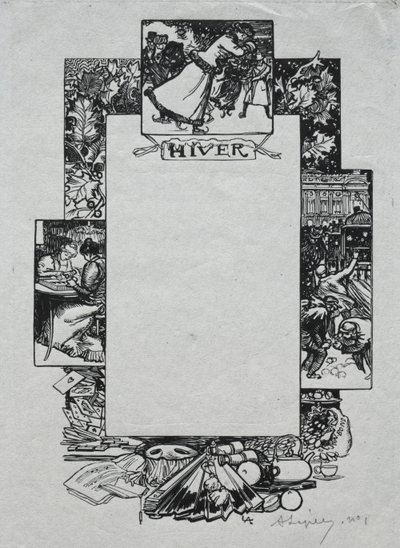 Pariser Almanach, 1897: Dekorativer Rand, Winter, 1897 von Auguste Louis Lepère