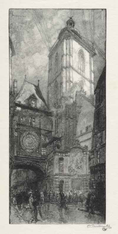 Rouen Illustré: La Gros Horloge, 1888 von Auguste Louis Lepère