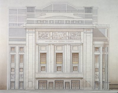 Théâtre des Champs-Élysées: Fassade - Projekt von Perret von Auguste Perret