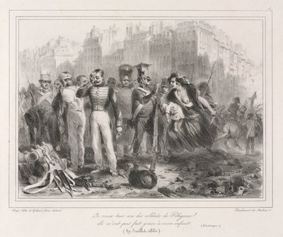 Album von 1831: Ich will einen von Polignacs Soldaten töten. Sie haben mein Kind nicht verschont (Historisch) von Auguste Raffet