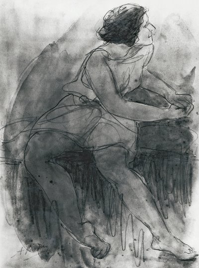 Isadora Duncan (1878-1927) (Bleistift und Waschung auf Papier) von Auguste Rodin
