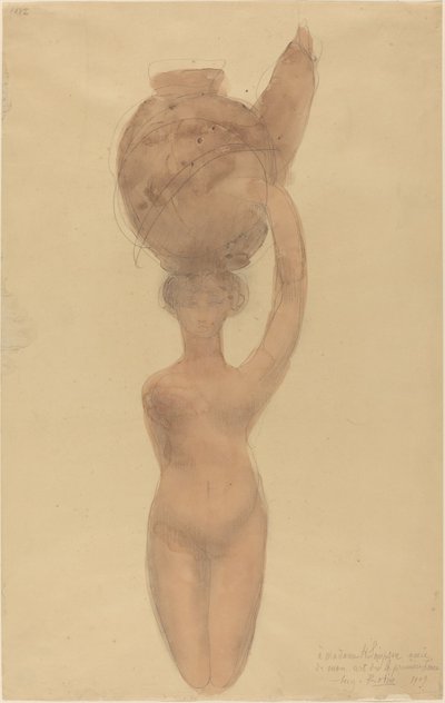 Nackte Frau mit Vase auf dem Kopf von Auguste Rodin