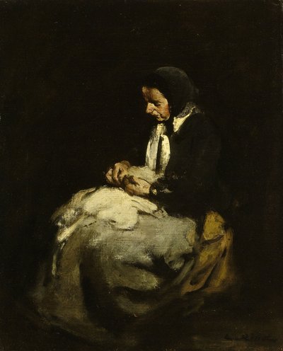 Frau beim Nähen von Auguste Theodule Ribot