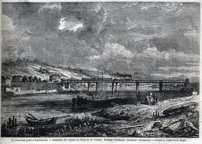 Die neue Brücke bei Argenteuil. Verbindung der Nord- und Westlinien. Abschnitt Ermont (Röhrensystem). Gravur nach einer Skizze von Ralph in (Le Monde illustré) von Auguste Victor Deroy