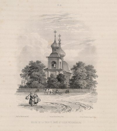 Die Dreifaltigkeitskirche in Sankt Petersburg aus: Der Bau der Isaakskathedrale, 1845 von Auguste de Montferrand