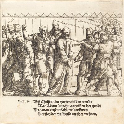 Jesus wird zu Kaiphas geführt, 1549 von Augustin Hirschvogel