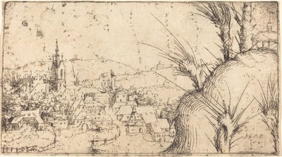 Landschaft mit einer Stadt links von Augustin Hirschvogel