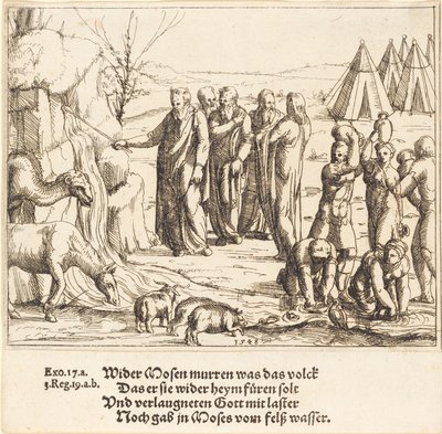 Moses schlägt den Felsen von Augustin Hirschvogel