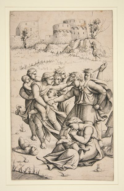 Das Massaker der Unschuldigen (Mittleres Blatt aus einer Serie von 3 Blättern) von Augustin Hirschvogel