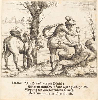 Das Gleichnis vom barmherzigen Samariter, 1549 von Augustin Hirschvogel