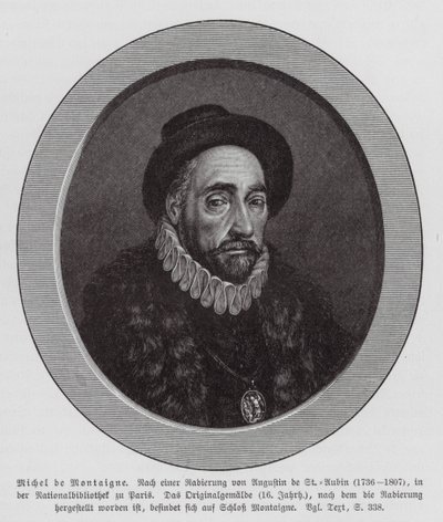 Michel de Montaigne, französischer Philosoph von Augustin de (after) Saint-Aubin