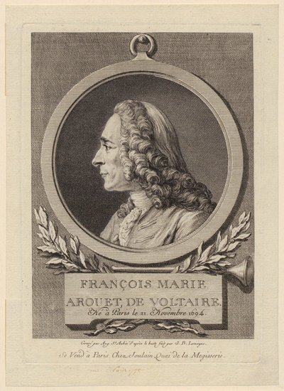 Porträt von François Marie Arouet de Voltaire von Augustin de Saint-Aubin