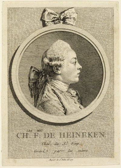 Porträt von Charles Frederick de Heincken von Augustin de Saint Aubin