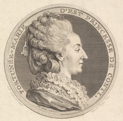 Druck eines Porträtmedaillons von Fortunée-Marie d