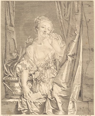 Der gesendete Kuss von Augustin de Saint Aubin after Jean Baptiste Greuze