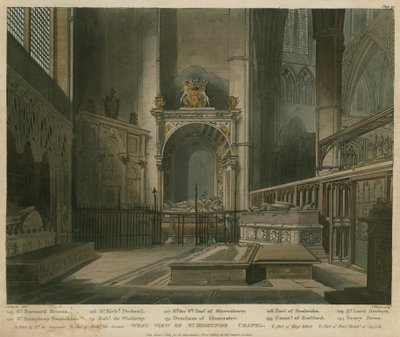 Westansicht der St. Edmunds Kapelle, Westminster Abbey, London von Augustus Charles Pugin