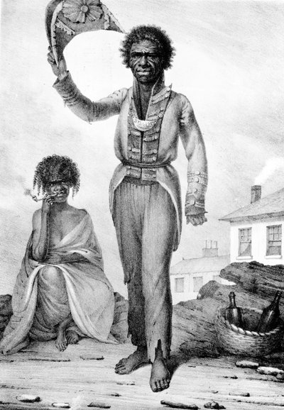 Bungaree, ein einheimischer Häuptling von New South Wales, graviert von Charles Joseph Hullmandel, 1830 von Augustus Earle