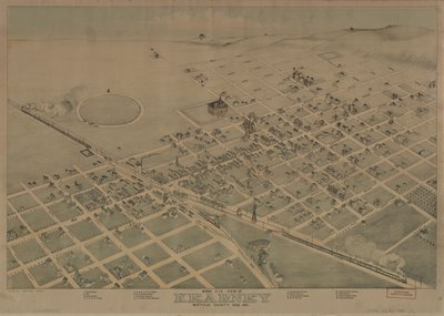 Vogelperspektive von Kearney, Buffalo County, Nebraska 1881 von Augustus Koch