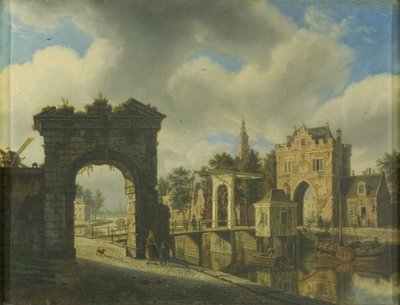 Kanalszene mit Zugbrücke von Augustus Wijnands