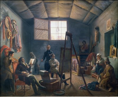 Inneres des Ateliers von Léopold Robert in Rom von Aurèle Robert