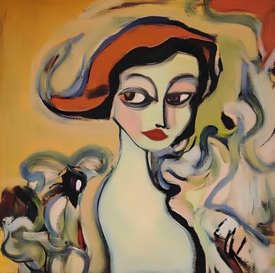 Frau mit rotem Hut von Avanesova Elena