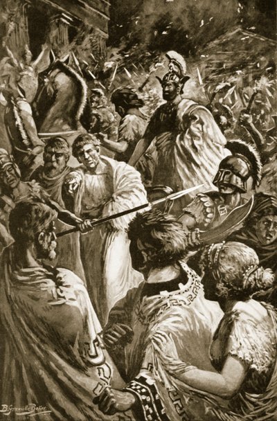 Die Plünderung von Olynthus, 348 v. Chr., Illustration aus 