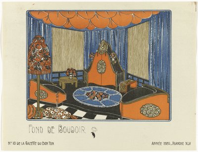 Gazette du Bon Ton, 1920 - No. 10, Pl. XLV: Fond de Boudoir von Bagge and Huguet