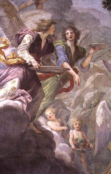 Christus von Engeln bedient (Detail) von Baldassare  Franceschini