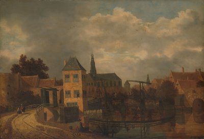Ansicht der Stadt Haarlem, vom Fluss Spaarne aus gesehen, mit der Eendjespoort von Balthasar van der Veen