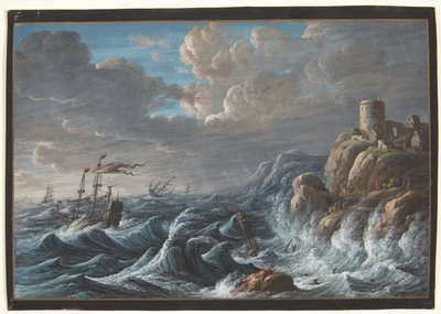 Seestück mit Felsküste und Schiffen in Seenot von Barbara Dietzsch