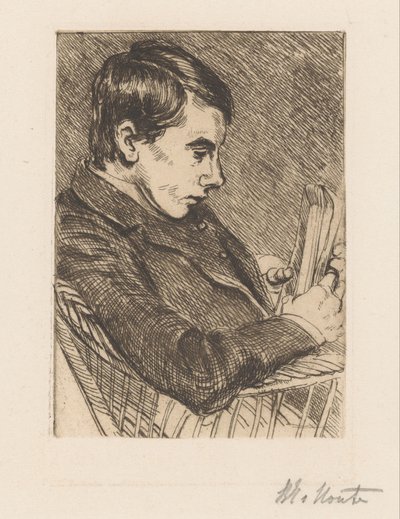 Porträt von H.W. Mouton mit Buch von Barbara Elisabeth van Houten (signed by artist)