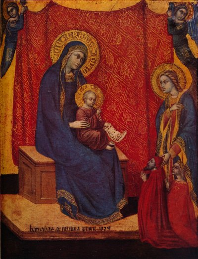 Die Madonna auf dem Thron und zwei Stifter in Anbetung, 1374 von Barnaba da Modena