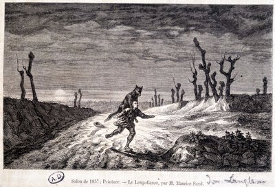 Werwolf (Werwolf) greift einen Mann an - nach einem Gemälde von Maurice Sand, ausgestellt im Salon von 1857 von Baron Dudevant Jean Francois Maurice (after) Sand
