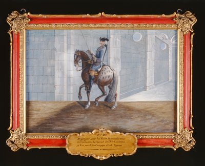 Nr. 20 Ein Apfelschimmel der Spanischen Hofreitschule führt den Volte-Dressurschritt aus von Baron Reis Eisenberg