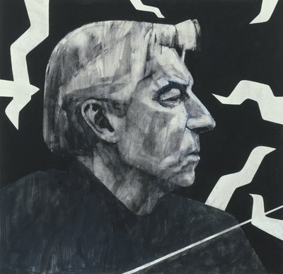 Porträt von Herbert von Karajan, Illustration für The Sunday Times, 1970er von Barry Fantoni