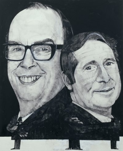 Porträt von Morecambe und Wise, Illustration für The Listener, 1970er von Barry Fantoni