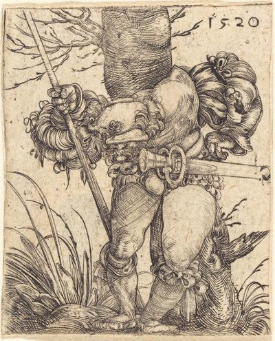 Fußsoldat vor einem Baum von Barthel Beham