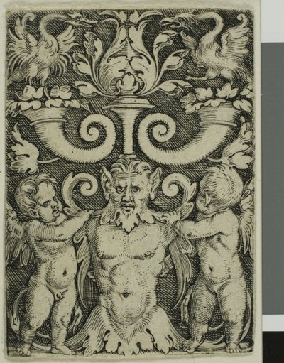 Ornament mit einer männlichen Halbfigur zwischen zwei Genien von Barthel Beham