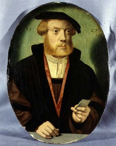 Porträt eines jungen Mannes mit einem Pelzbesetzten Umhang von Bartholomaeus the Elder Bruyn