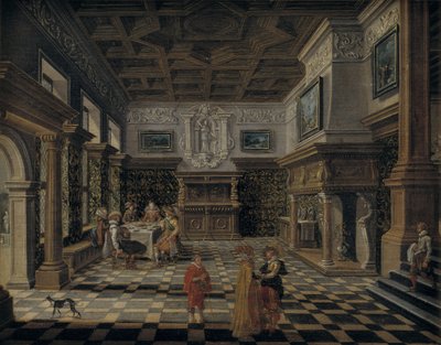 Prächtiges Renaissance-Interieur mit einem Bankett von Bartholomeus van Bassen