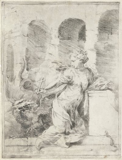 Margareta von Antiochia trotzt dem Drachen von Bartolomeo Biscaino