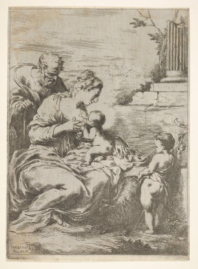 Die Heilige Familie mit dem kleinen Johannes dem Täufer, 1650-57 von Bartolomeo Biscaino