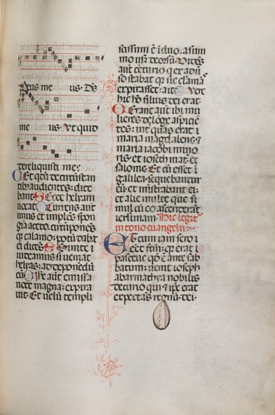 Missale: Fol. 129: enthält Musik für Hely Hely Lama etc. innerhalb der St. Mattion Passion von Bartolomeo Caporali