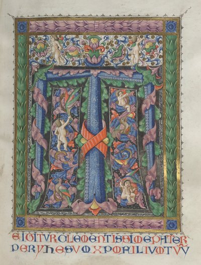 Missale: Fol. 186: Verzierte Initiale T[e igitur], ganzseitig, 1469 von Bartolomeo Caporali