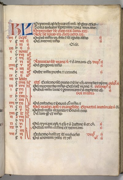 Missale: Fol. 7r: September Kalenderseite, 1469 von Bartolomeo Caporali